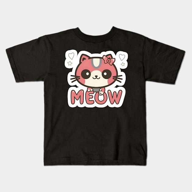 Meow kitty cat Kids T-Shirt by Spaceboyishere